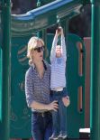 January Jones Spotted at The Playground With Her Kid - February 2014