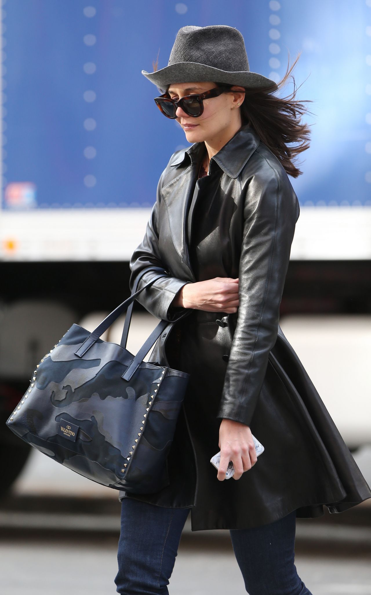 Katie Holmes in Leather and Skinny Jeans - Out in New York ...