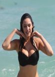 Kelly Brook in Black Bikini - Miami Beach - February 2014