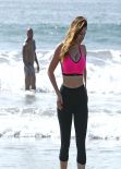 Kelly Brook in Black Spandex - With Boyfriend at Venice Beach California, Feb. 2014
