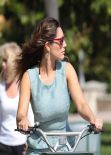 Kelly Brook Wearing Short Summer Dress - Riding a Bicycle South Beach Miami - February 2014
