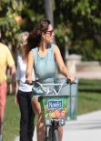 Kelly Brook Wearing Short Summer Dress - Riding a Bicycle South Beach Miami - February 2014