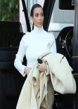 Kim Kardashian in Beige & White Combination - Out in Los Angeles, February 2014