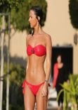 Lucy Mecklenburgh in Red Bikini - Dubai January 2014