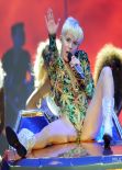 Miley Cyrus Performing  at Staples Center in Los Angeles, February 2014