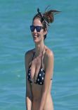 Nicole Trunfio in Polka Dot Bikini - Beach in Miami, February 2014