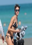 Nicole Trunfio in Polka Dot Bikini - Beach in Miami, February 2014