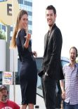 Renee Bargh on the set of Extra in Los Angeles - February 2014