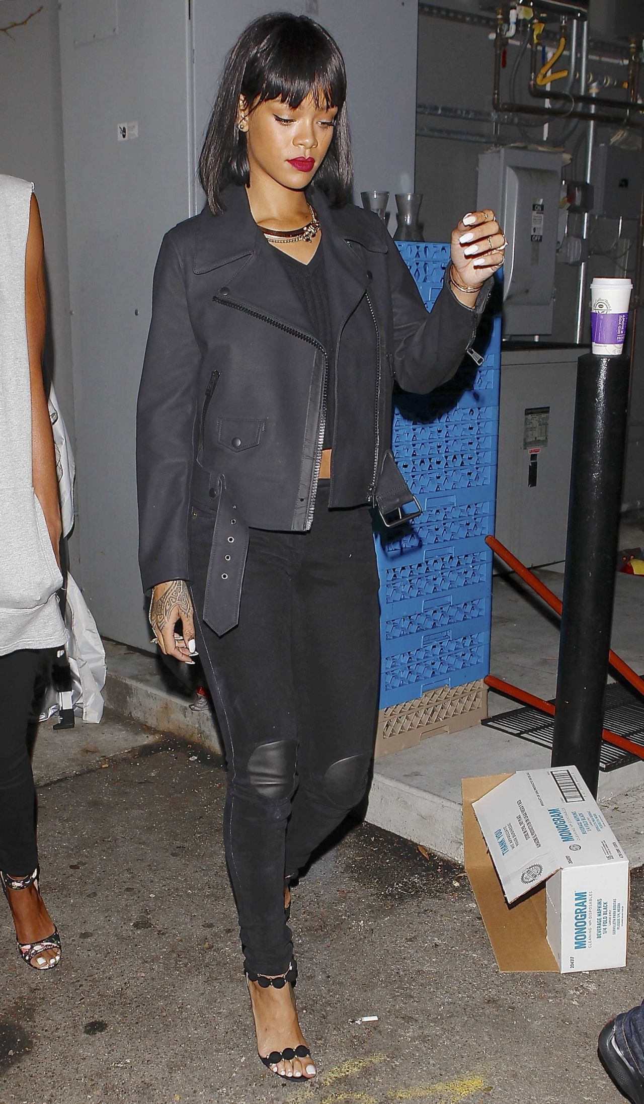 Rihanna Wears Grey - Leaving Hooray Henry's in West Hollywood