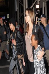 Angelina Jolie and Her Kids at LAX Airport in Los Angeles - March 2014