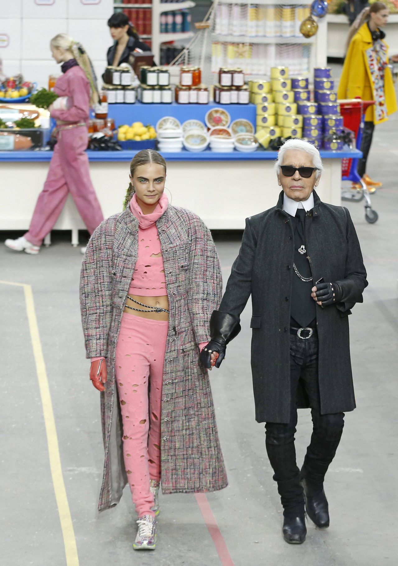 Cara Delevingne and Karl Lagerfeld - Chanel Fashion Show in Paris