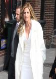 Erin Andrews in White Dress at the Late Show with David Letterman in New York City