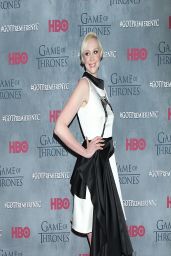 Gwendoline Christie Wearing Giles Giles Satin Dress- ‘Game of Thrones’ Season 4 Premiere in New York City