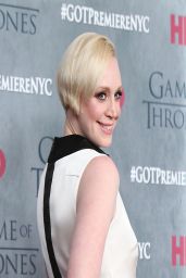Gwendoline Christie Wearing Giles Giles Satin Dress- ‘Game of Thrones’ Season 4 Premiere in New York City