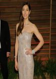 Jessica Biel Wearing Chanel Couture Gown at 2014 Vanity Fair Oscar Party in Hollywood