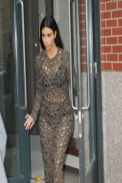 Kim Kardashian in Rachel Roy Long Sleeve See-Through Midi Dress - 