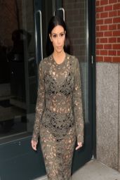 Kim Kardashian in Rachel Roy Long Sleeve See-Through Midi Dress - 