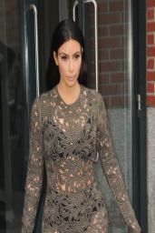 Kim Kardashian in Rachel Roy Long Sleeve See-Through Midi Dress - 'Late ...