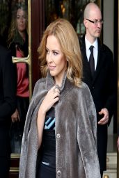 Kylie Minogue in Paris - Leaves Le Meurice Hotel - March 2014