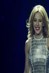 Kylie Minogue Wearing Anthony Vaccarello Long Sleeved Mini Dress - 2014 Echo Music Awards