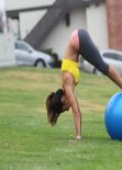 Leilani Dowding in Los Angeles - Staged Park Work Out Session, March 2014