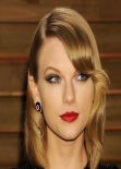 Taylor Swift in Black Sequin Julien Macdonald Floor-Length Gown - 2014 Vanity Fair Oscar Party in Hollywood