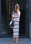 Vanessa Hudgens in Stripe Top and Skirt at Alfred Coffee & Kitchen in West Hollywood