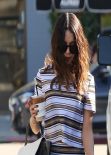 Vanessa Hudgens in Stripe Top and Skirt at Alfred Coffee & Kitchen in West Hollywood