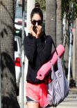 Vanessa Hudgens Shows Off Legs - Leaving Yoga Classes in Studio City - March 2014
