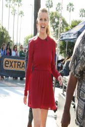 Brooklyn Decker Shows Off Her Legs on the set of Extra in LA - March 2014