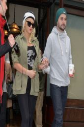 Christina Aguilera in Black Leggings - Out in NYC - April 2014