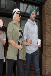 Christina Aguilera in Black Leggings - Out in NYC - April 2014