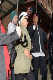 Christina Aguilera in Black Leggings - Out in NYC - April 2014
