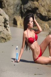 Constance Nunes in Red Bikini - Photoshoot Candids in Malibu