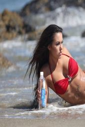 Constance Nunes in Red Bikini - Photoshoot Candids in Malibu