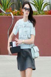 Emmy Rossum Wears a Short Skirt in Beverly Hills - Takes Cash Out of the ATM - April 2014