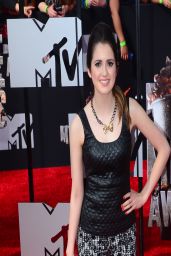 Laura Marano Wearing Topshop Quilted Leather Top and Printed Pants - 2014 MTV Movie Awards