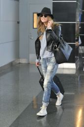Nina Agdal at JFK Airport in New York City - April 2014