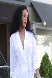 Rihanna in Denim Shorts - Shopping at Petit Tresor in Los Angeles - April 2014