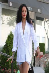 Rihanna in Denim Shorts - Shopping at Petit Tresor in Los Angeles ...