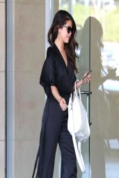 Selena Gomez in a Black Silk Jumpsuit - Out in Los Angeles - April 2014