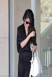 Selena Gomez in a Black Silk Jumpsuit - Out in Los Angeles - April 2014