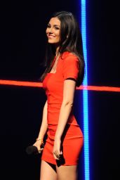 Victoria Justice in Red Dress at MTV Upfront - April 2014
