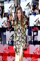 Zendaya Wearing Emanuel Ungaro Yellow and Black Floral Dress - 2014 MTV Movie Awards