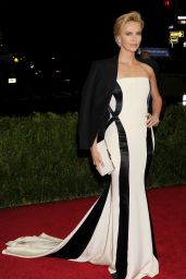 Charlize Theron in Christian Dior Black and White Gown – 2014 Met Costume Institute Gala