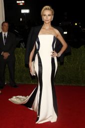 Charlize Theron in Christian Dior Black and White Gown – 2014 Met Costume Institute Gala
