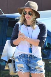 Hilary Duff in Denim Shorts - Shopping in Malibu - May 2014