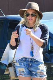 Hilary Duff in Denim Shorts - Shopping in Malibu - May 2014