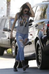 Kendall Jenner in Ripped Jeans - Stops for Gas in Studio City - May 2014
