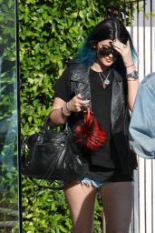 Kylie Jenner Gets Leggy In Shorty Shorts - Leaving the Andy LeCompte Salon in LA - May 2014